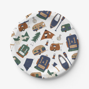 Cute Adventure Doodle Pattern Paper plates