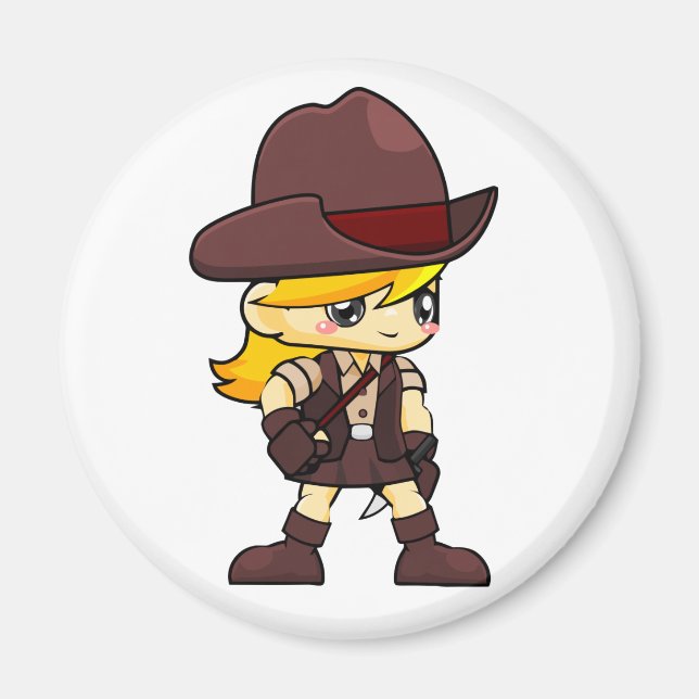 Cute Adventure Girl Cartoon Magnet (Front)