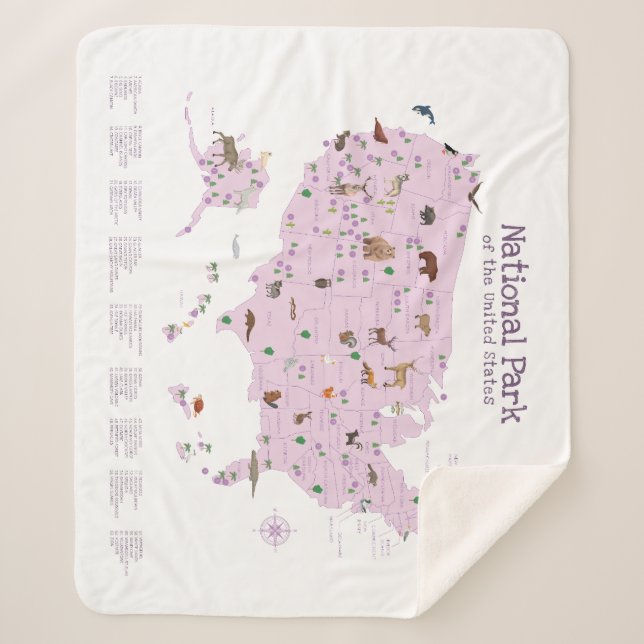 Cute Adventure National Park Map Woodland Nursery  Sherpa Blanket (Front)