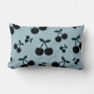 Cute Aesthetic Blue Cherry Pattern Lumbar Pillow