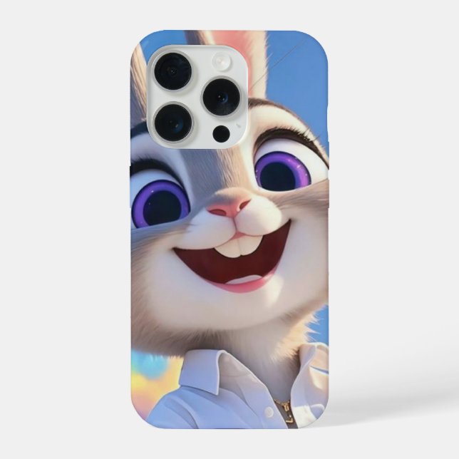 Cute Aesthetic Cartoon Bunny Rabbit Blue Pattern iPhone Case (Back)