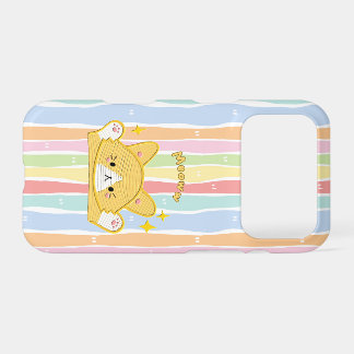 Cute Aesthetic Cat Meoww Pastel Stripes Phone Case