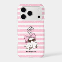 Cute Aesthetic Ghost Boo-tiful Vibes Pink Stripes 