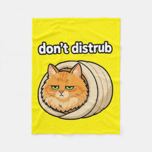 Cute Aesthetic Orange Cat Don't Disturb button Fleece Blanket