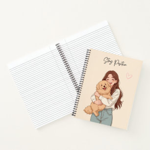 Cute Aesthetic "Stay Positive" Spiral Notebook 