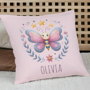 Cute Aesthtetic Floral Butterfly  Throw Pillow