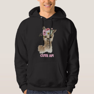 Cute AF! Watercolor Llama Design Hoodie