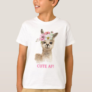 Cute AF! Watercolor Llama Design T-Shirt