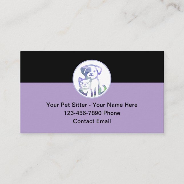 Cute Affordable Pet Sitter Business Cards (Front)