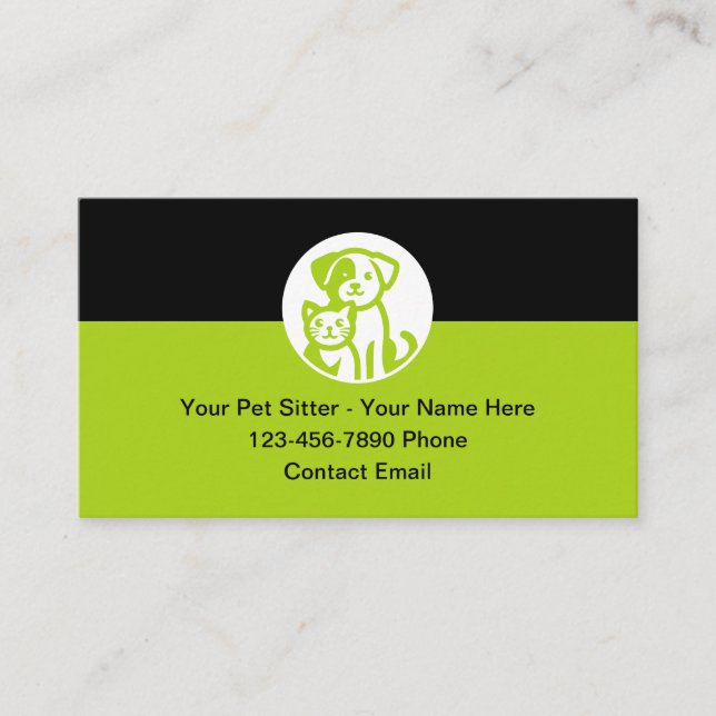 Cute Affordable Pet Sitter Business Cards (Front)