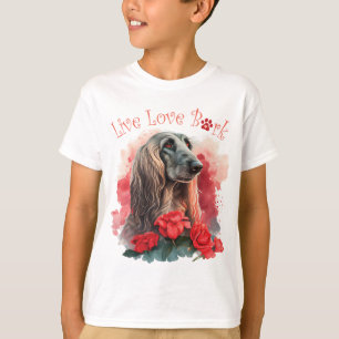 Cute Afghan Hound Dog Floral T-Shirt