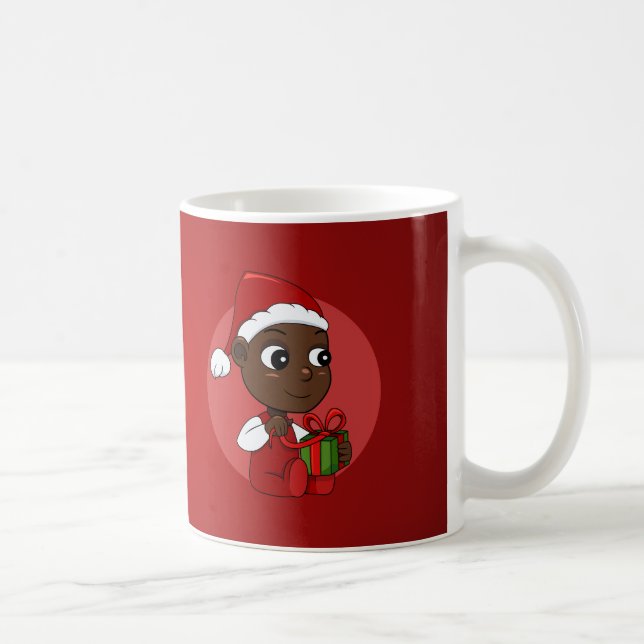 Cute African American baby with a Christmas hat Coffee Mug (Right)