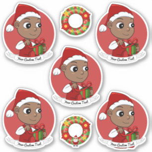 Cute African American baby with a Santa hat