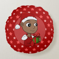 Cute African American baby with a Santa hat