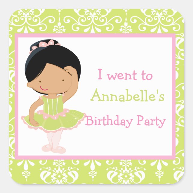 Cute African American Ballerina 'I went to' Square Sticker (Front)