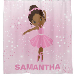 Cute African American Ballerina Shower Curtain