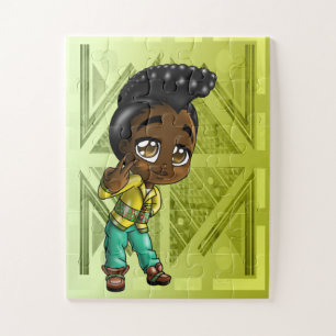 Cute African American Boy 11" x 14" Puzzle Piece