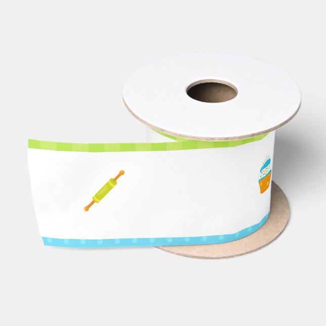Cute African American Boy Baking Satin Ribbon (Spool)