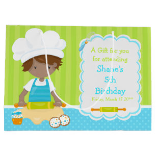 Cute African American Boy Baking Thank You Large Gift Bag