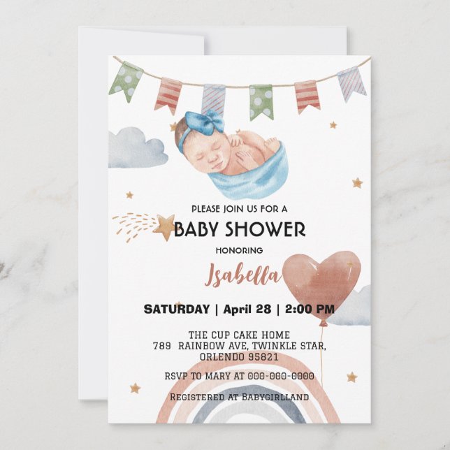Cute African american boys baby shower Invitation (Front)