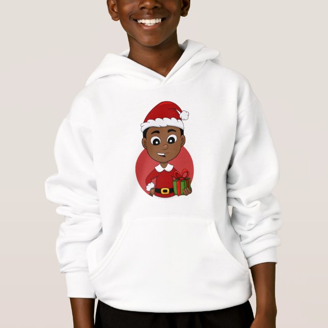 Cute African American Christmas boy cartoon (Front)
