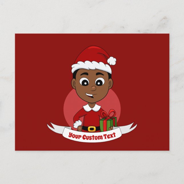 Cute African American Christmas boy cartoon Postcard (Front)