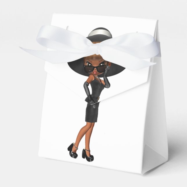 Cute African American Diva Favor Box (Front Side)