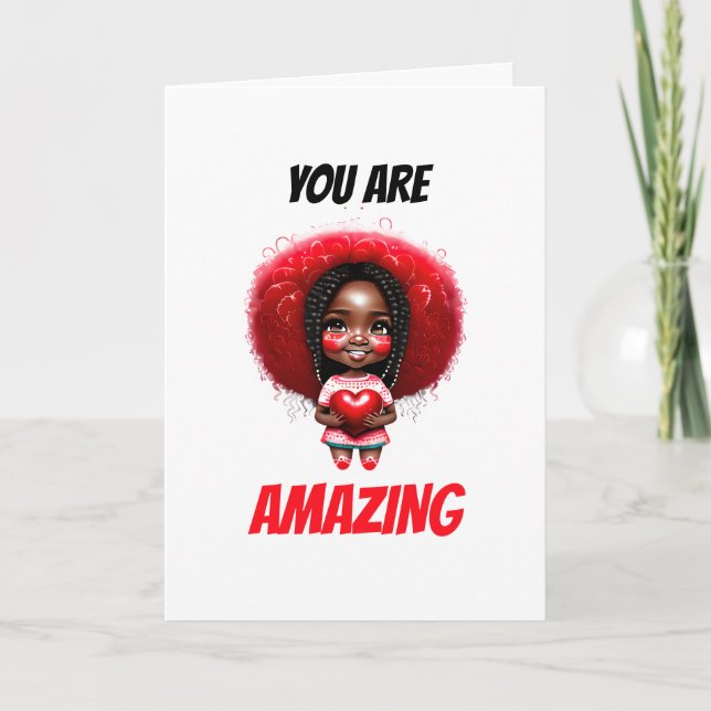 Cute African American girl you are amazing bff Holiday Card (Front)