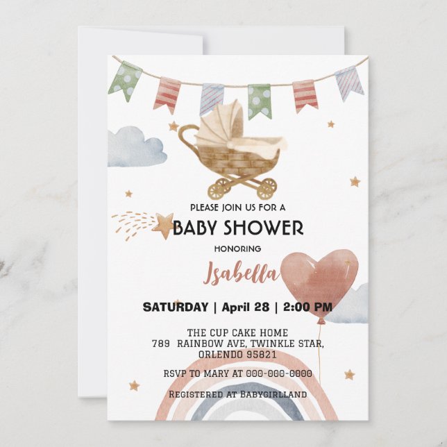Cute African american girls baby shower Invitation (Front)