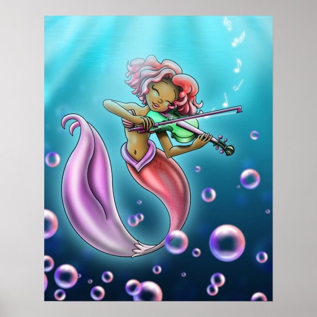 Cute African American Mermaid Poster (Front)