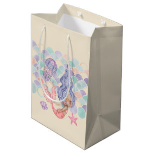 Cute African American Mermaid Watercolor Medium Gift Bag