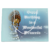 Cute African American Princess Birthday Large Gift Bag (Front)