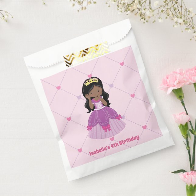 Cute African American Princess Pink Birthday Party Favour Bag (Sealed)