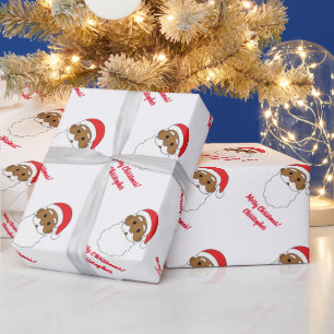 Cute African American Santa Claus Merry Xmas White Wrapping Paper