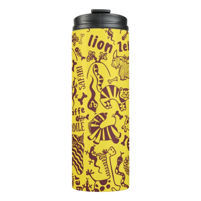 Cute African animals seamless pattern Thermal Tumbler (Front)