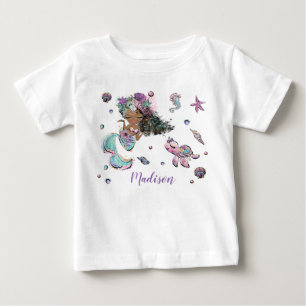 Cute African Black Mermaid Under the Sea Girl Baby T-Shirt