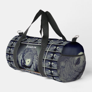 Cute African Grey Parrot Personalized Duffle Bag