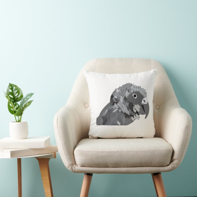 Cute African Grey Parrot Throw Pillow (Chair)