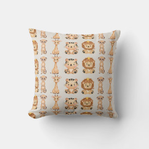 Cute African Wild Animals Throw Pillow