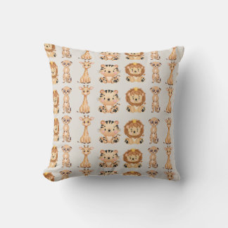 Cute African Wild Animals Throw Pillow