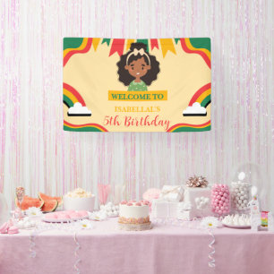 Cute afro African american girls Birthday party Banner