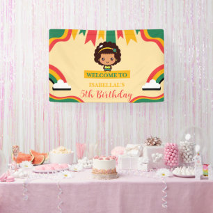 Cute afro African american girls Birthday party Banner