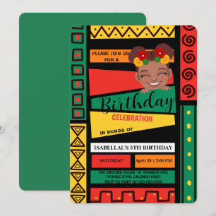 Cute afro African american girls Birthday party Invitation