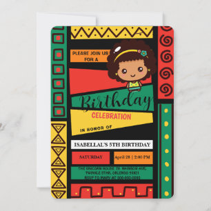 Cute afro African american girls Birthday party Invitation