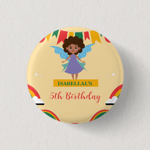 Cute afro angel African american girls Birthday 1 Inch Round Button