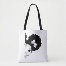 Cute Afro Girl Peeking Minimalist Tote Bag