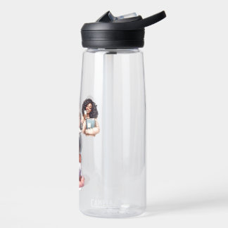 Cute Afro Girl Reading Yoga Water Bottle