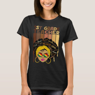 Cute Afro Smart women Black History Month 1st Grad T-Shirt