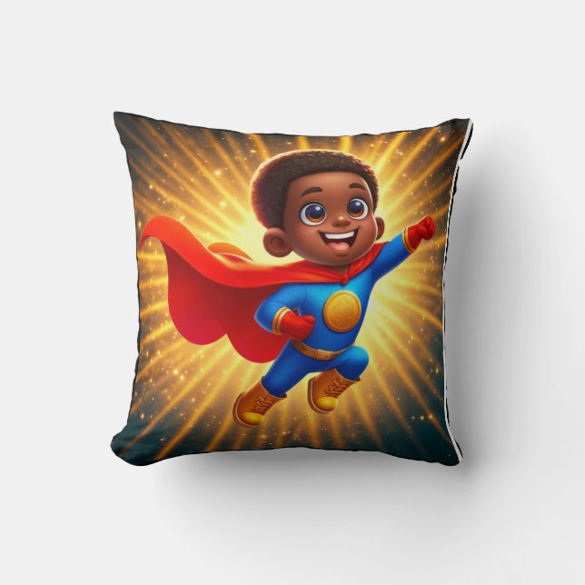 Cute Afro Superhero Jeter Coussin (Recto)