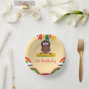 Cute afro unicorn African american girls Birthday  Paper Plate